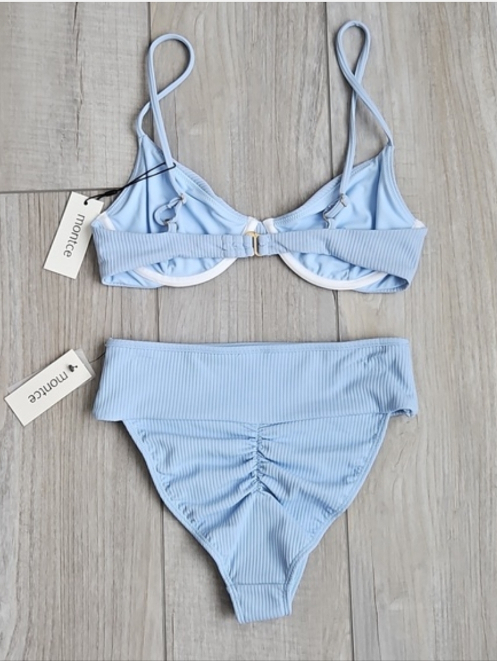 Montce Pale Blue Ribbed Underwire Bikini Set - Picture 7 of 8
